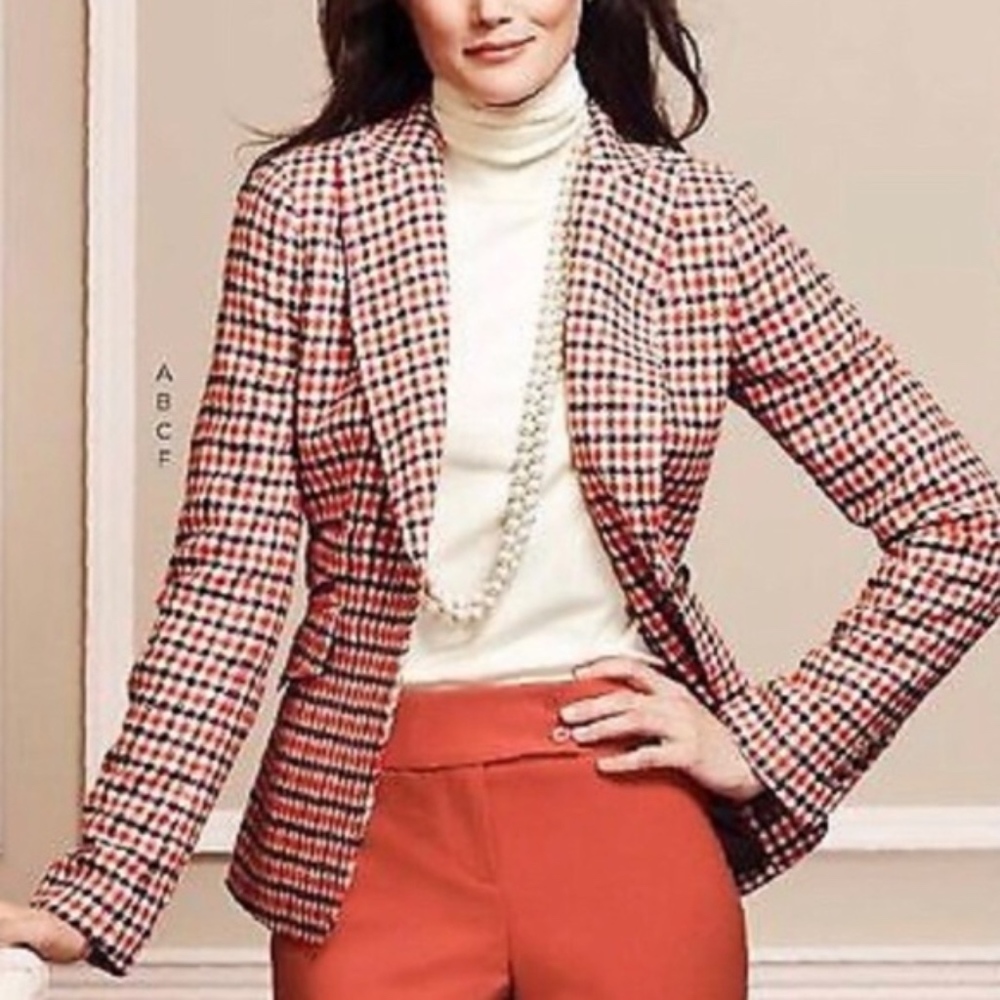 Talbots wool blend‎ houndstooth checkered blazer